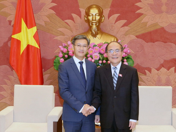 Chủ tịch Quốc hội Nguyễn Sinh Hùng tiếp tân Đại sứ Lào ảnh 1