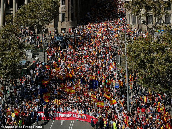 Hơn 350.000 người Tây Ban Nha tuần hành ủng hộ thống nhất ảnh 1