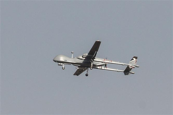 Máy bay không người lái Heron của Israel. (Ảnh: AFP/TTXVN) Máy bay không người lái Israel tấn công, 1 dân thường Syria thiệt mạng ảnh 1