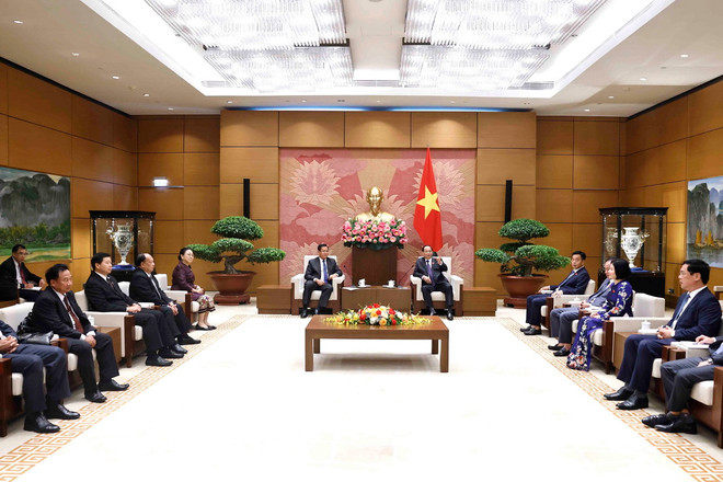 Quang cảnh cuộc tiếp. (Ảnh: Doãn Tấn/TTXVN) ttxvn_1308_tran quang phuong lao (2).jpg