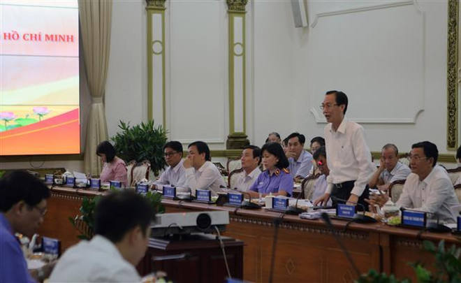 Quang cảnh buổi làm việc. (Ảnh: Thành Chung/TTXVN) Giám sát việc thực hiện phòng, chống xâm hại trẻ em tại TP.HCM ảnh 1