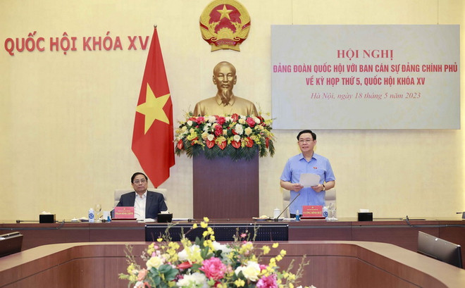 Chủ tịch Quốc hội Vương Đình Huệ phát biểu. (Ảnh: Doãn Tấn/TTXVN) Kỳ họp thứ 5 có nội dung lớn, khó và nhạy cảm liên quan đến đất đai ảnh 1