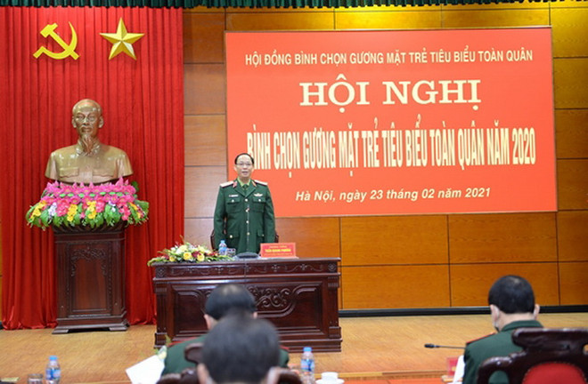 Thượng tướng Trần Quang Phương phát biểu tại hội nghị. (Nguồn: qdnd.vn) Bình chọn 10 Gương mặt trẻ tiêu biểu toàn quân năm 2020 ảnh 1