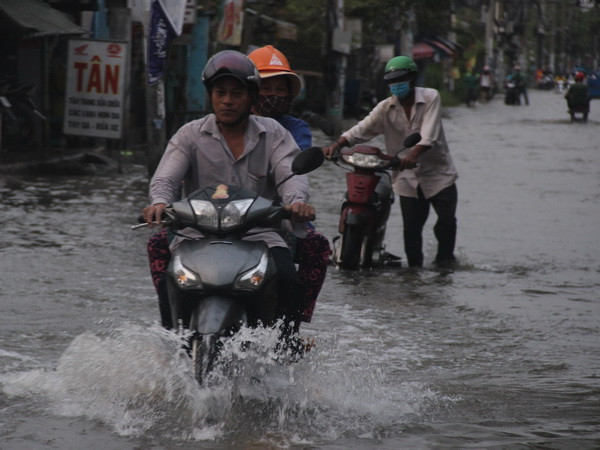 Thành phố Hồ Chí Minh: Triều cường lên cao, đường phố thành ''sông'' ảnh 1