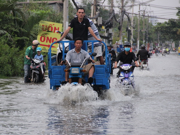 Thành phố Hồ Chí Minh: Triều cường lên cao, đường phố thành ''sông'' ảnh 2