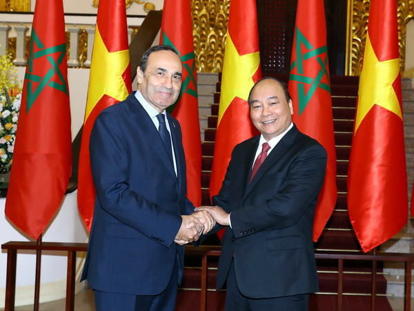 Thủ tướng Nguyễn Xuân Phúc tiếp ông Habib El Malki, Chủ tịch Hạ viện Maroc. (Ảnh: Thống Nhất/TTXVN) Việt Nam và Maroc có tiềm năng lớn trong hợp tác phát triển ảnh 1