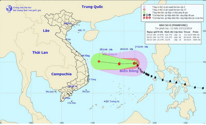 Đường đi của bão. (Nguồn: nchmf.gov) Bão số 8 giảm cấp và di chuyển theo hướng Tây, biển động dữ dội ảnh 1