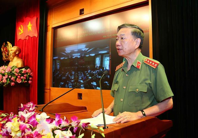 Đại tướng Tô Lâm phát biểu khai mạc Hội nghị. (Ảnh: Doãn Tấn/TTXVN) Đảng ủy Công an TW quán triệt thực hiện các kết luận của Ban Bí thư ảnh 1