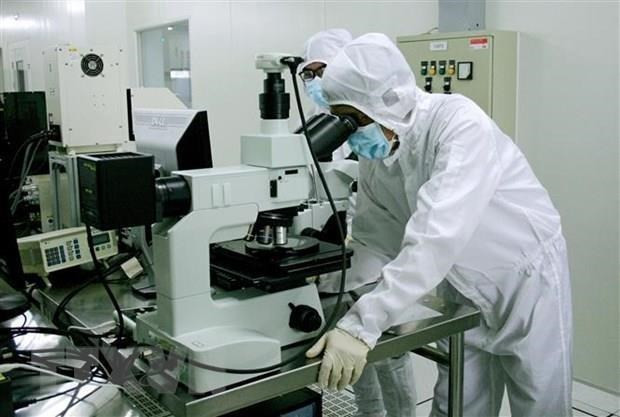 Nghiên cứu phát triển sản phẩm vi mạch bán dẫn, kết quả hợp tác chuyển giao công nghệ tại Khu công nghệ cao Thành phố Hồ Chí Minh. (Ảnh: Tiến Lực/TTXVN) Kết nối chuỗi sản xuất: Vá lỗ hổng cung ứng hàng hóa ảnh 2