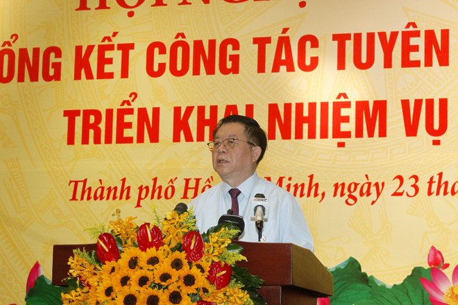 Ông Nguyễn Trọng Nghĩa, Bí thư Trung ương Đảng, Trưởng Ban Tuyên giáo Trung ương phát biểu tại Hội nghị. (Ảnh: Thanh Vũ/TTXVN) Ngành tuyên giáo đổi mới phương thức hoạt động, bám sát thực tiễn ảnh 1