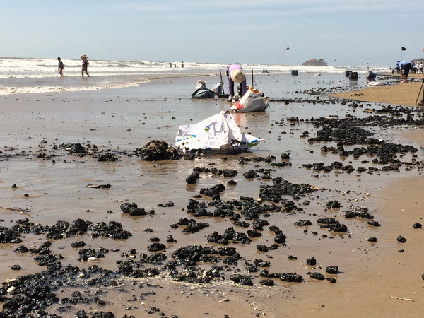 Quảng Nam: Xuất hiện dầu vón cục dạt vào dọc 7km bờ biển ảnh 1