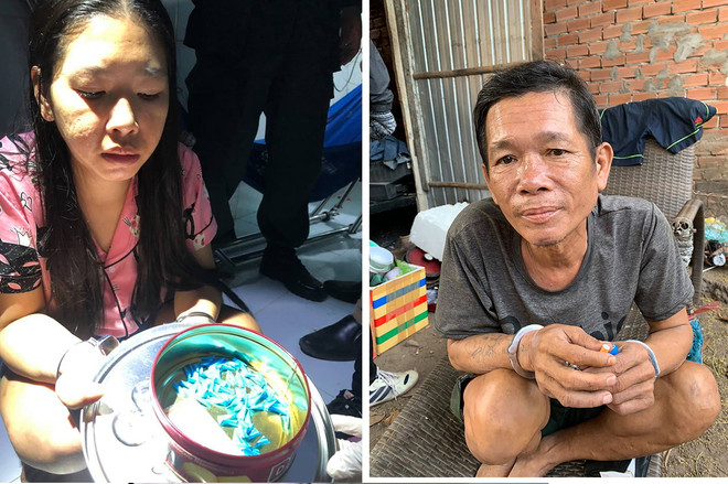 Hai đối tượng Lương Thị Bích Chi và Lương Văn Nhân bị bắt giữ cùng tang vật. (Nguồn: baodongnai.com.vn) Đồng Nai: Triệt phá tụ điểm mua bán ma túy, độ xe trộm cắp ảnh 1