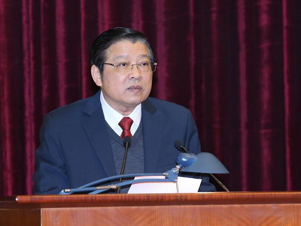 Ông Phan Đình Trạc, Bí thư Trung ương Đảng, Trưởng Ban Nội chính Trung ương phát biểu khai mạc hội nghị. (Ảnh: Phương Hoa/TTXVN) Hội nghị tổng kết công tác ngành Nội chính Đảng năm 2018 ảnh 2