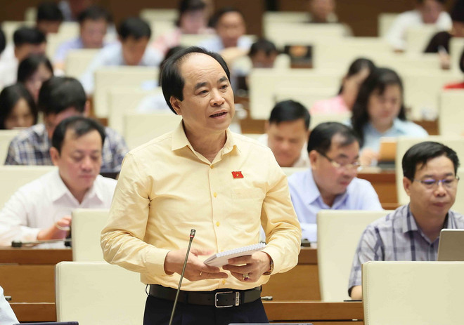 Đại biểu Quốc hội thành phố Hà Nội Trương Xuân Cừ phát biểu. (Ảnh: An Đăng/TTXVN) ttxvn_2106_truong xuan cu.jpg