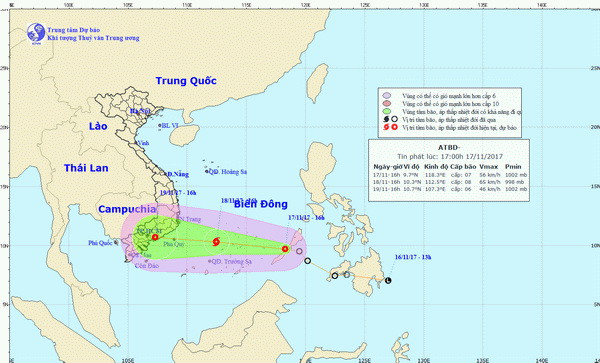 Áp thấp nhiệt đới đã đi vào khu vực phía Nam biển Đông ảnh 1