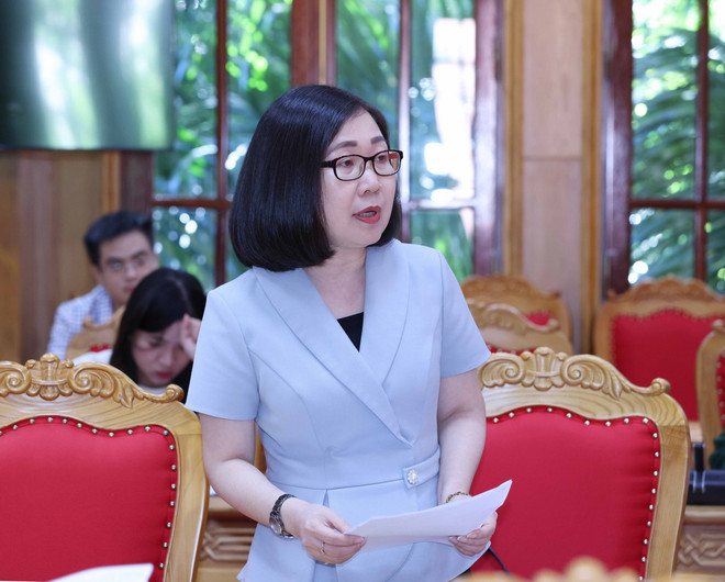 Bà Đoàn Thị Tuyết Nhung, Phó Tổng giám đốc Thông tấn xã Việt Nam phát biểu. (Ảnh: Phương Hoa/TTXVN) ttxvn_ba Dao Tuyet Nhung.jpg