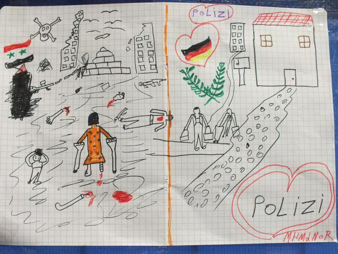 Tranh cãi về bức tranh của cô bé tị nạn Syria về cuộc nội chiến ảnh 1