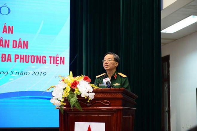 Thiếu tướng Phạm Văn Huấn, Bí thư Đảng ủy, Tổng biên tập Báo QĐND phát biểu tại buổi lễ. (Nguồn: qdnd) Phát triển Báo Quân đội theo mô hình truyền thông đa phương tiện ảnh 1