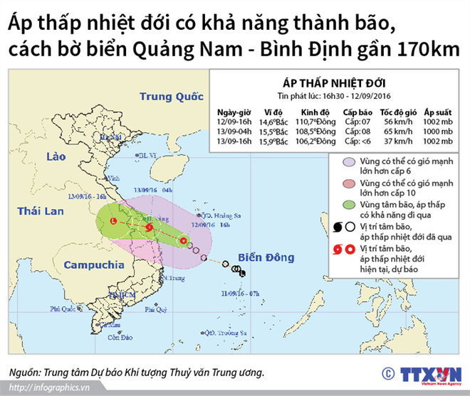 Đêm 12/9, ven biển Quảng Bình-Quảng Ngãi có gió giật cấp 9-10 ảnh 2