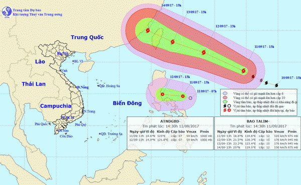 Bão Talim tiến vào Trung Quốc, áp thấp nhiệt đới gần biển Đông ảnh 1