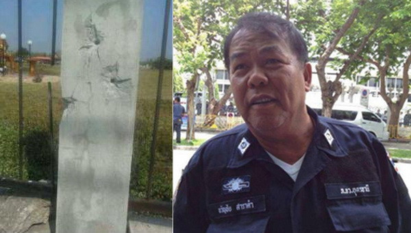 Thủ lĩnh phe áo đỏ Kwanchai Praipana (phải) và những vết đạn (trái). (Nguồn: Bangkok Post) Thủ lĩnh cấp cao của phe "áo đỏ" ở Thái Lan bị bắn ảnh 1