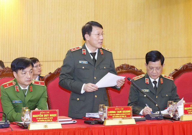 Trung tướng Lương Tam Quang, Thứ trưởng Bộ Công an. (Ảnh: Doãn Tấn/TTXVN) Công an thực hiện hiệu quả về phòng, chống tội phạm, bảo vệ bầu cử ảnh 1