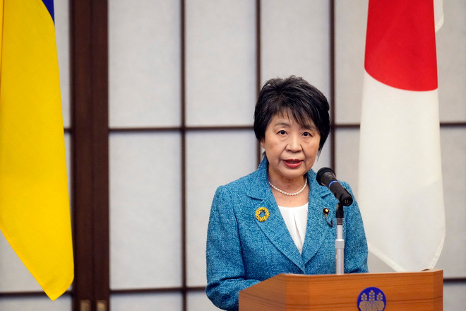 Ngoại trưởng Nhật Bản Yoko Kamikawa phát biểu tại thủ đô Tokyo. (Ảnh: AFP/TTXVN) ttxvn_2205_Yoko Kamikawa.jpg