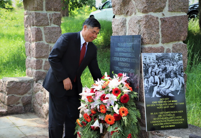 Nhân viên Đại sứ quán tại Đức thăm Khu tưởng niệm Chủ tịch Hồ Chí Minh ảnh 1