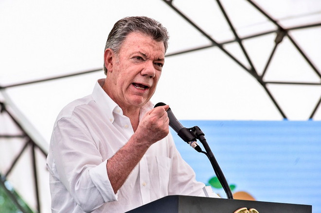 Tổng thống Colombia Juan Manuel Santos. (Ảnh: AFP/TTXVN) Tổng thống Colombia Santos hoan nghênh lệnh ngừng bắn của ELN ảnh 1