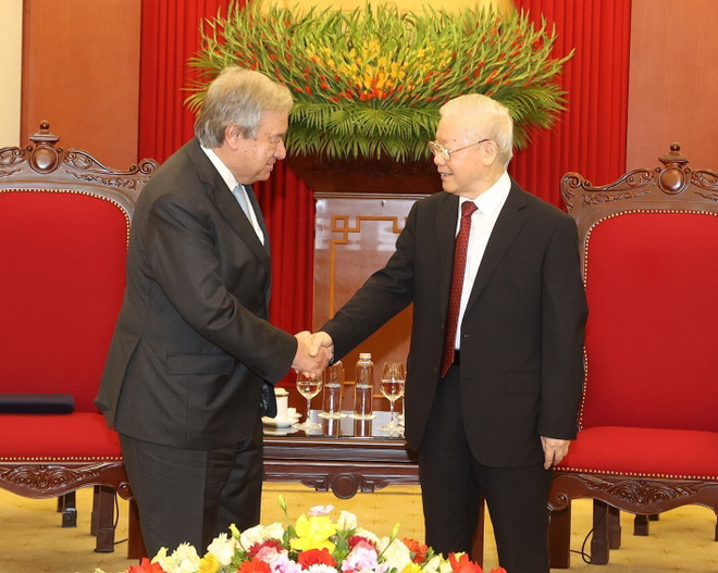 Hình ảnh Tổng Bí thư Nguyễn Phú Trọng tiếp Tổng Thư ký Liên hợp quốc ảnh 2