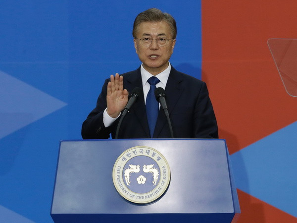 Tổng thống Hàn Quốc Moon Jae-in. (Ảnh: AFP/TTXVN) Triều Tiên phê phán đề nghị đối thoại của Tổng thống Hàn Quốc ảnh 1