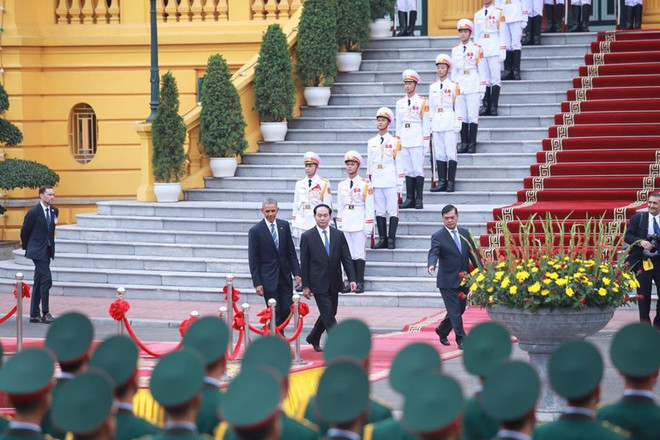 Cận cảnh lễ đón Tổng thống Hoa Kỳ Obama tại Phủ Chủ tịch ảnh 3