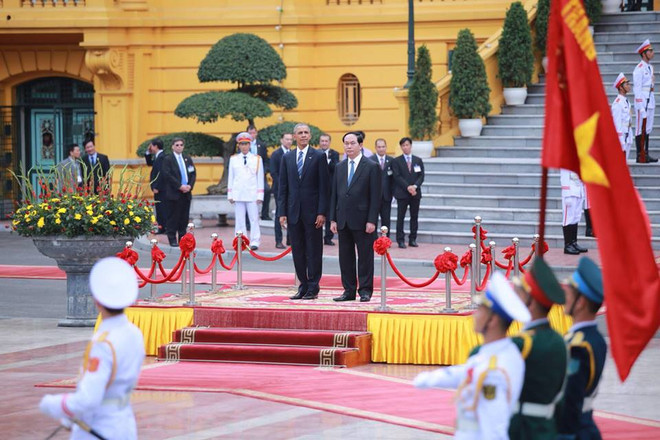 Cận cảnh lễ đón Tổng thống Hoa Kỳ Obama tại Phủ Chủ tịch ảnh 10