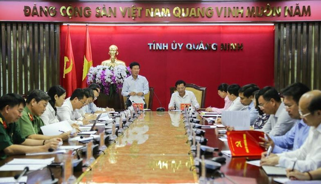 Trưởng Ban Tuyên giáo Trung ương Võ Văn Thưởng phát biểu tại buổi làm việc. (Ảnh: Trung Nguyên/TTXVN) Đoàn kiểm tra của Bộ Chính trị làm việc tại Quảng Ninh ảnh 1