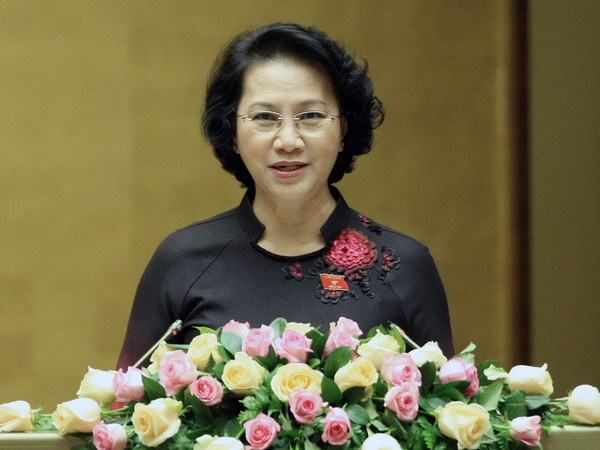 Chủ tịch Quốc hội Nguyễn Thị Kim Ngân phát biểu bế mạc Kỳ họp. (Ảnh: Phạm Kiên/TTXVN) Chủ tịch Quốc hội phát biểu bế mạc Kỳ họp thứ 2 Quốc hội khóa XIV ảnh 1