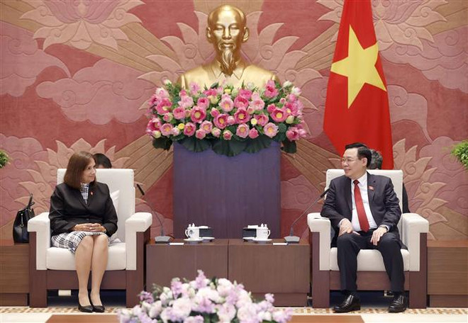 Chủ tịch Quốc hội Vương Đình Huệ tiếp bà Ana María Mari Machado, Phó Chủ tịch Quốc hội Cuba. (Ảnh: Doãn Tấn/TTXVN) Chủ tịch Quốc hội Vương Đình Huệ tiếp Phó Chủ tịch Quốc hội Cuba ảnh 2