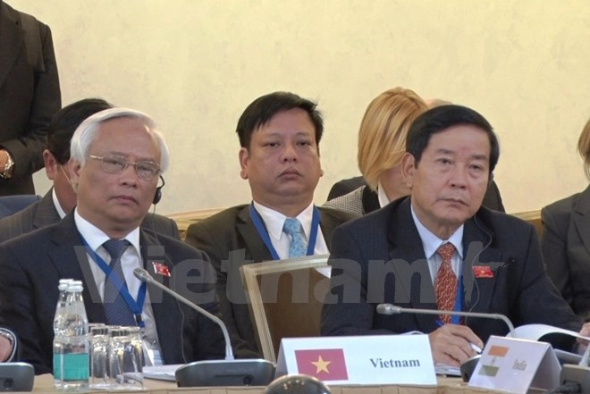 Phó Chủ tịch Quốc hội Uông Chu Lưu tại Hội nghị Chủ tịch Quốc hội Á-Âu lần thứ nhất, tổ chức ở Nga. (Ảnh: Duy Trinh/Vietnam+) Việt Nam tham dự Hội nghị Đối tác nghị viện Á-Âu lần thứ chín ảnh 1