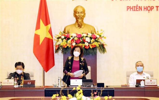 Chủ tịch Quốc hội Nguyễn Thị Kim Ngân phát biểu. (Ảnh: Trọng Đức/TTXVN) Không đưa người lao động ra nước ngoài làm những công việc phổ thông ảnh 1