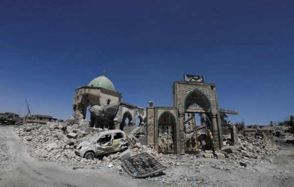 Đền thờ Grand al-Nuri bị các tay súng IS phá hủy. (Nguồn: Reuters) UAE chi hơn 50 triệu USD hỗ trợ Iraq phục dựng đền cổ 800 năm ảnh 1