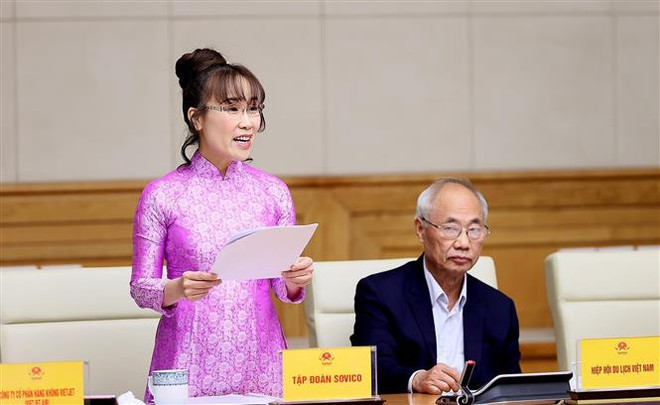 Bà Nguyễn Thị Phương Thảo, Chủ tịch Hội đồng Quản trị Hãng hàng không Vietjet, phát biểu. (Ảnh: Dương Giang/TTXVN) ttxvn_1511_phuong thao.jpg