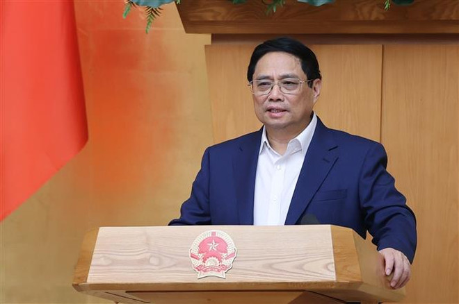 Thủ tướng Phạm Minh Chính chủ trì phiên họp. (Ảnh: Dương Giang/TTXVN) Khẩn trương hoàn thiện thể chế, tránh để ách tắc kéo dài gây bức xúc ảnh 1