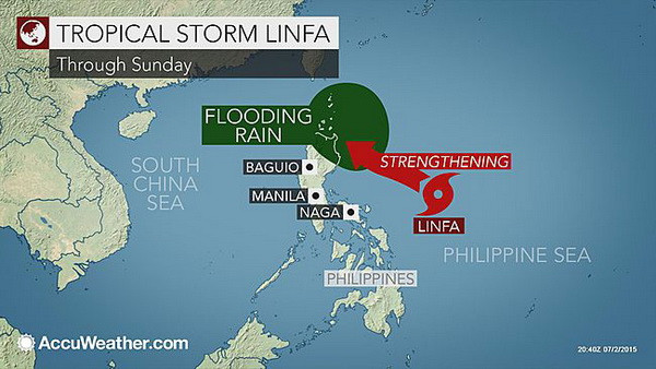 Bão Linfa xuất hiện ngoài khơi phía Đông miền Trung Philippines ảnh 1
