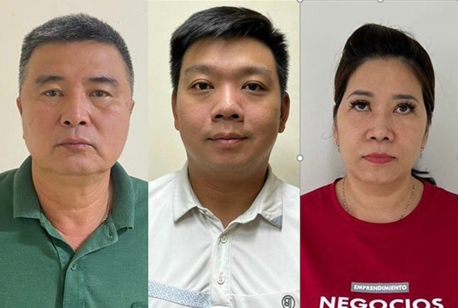 Các bị can (từ trái qua phải): Nguyễn Lộc An; Trần Trác Việt Đức; Đỗ Thị Tuyết Nga. (Ảnh: Bộ Công an cung cấp) Khởi tố nguyên Phó Vụ trưởng Bộ Công Thương về hành vi nhận hối lộ ảnh 1