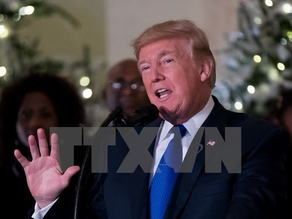 Tổng thống Mỹ Donald Trump. (Ảnh: THX/TTXVN) Mỹ dọa cắt viện trợ các nước chống quyết định về Jerusalem ảnh 1