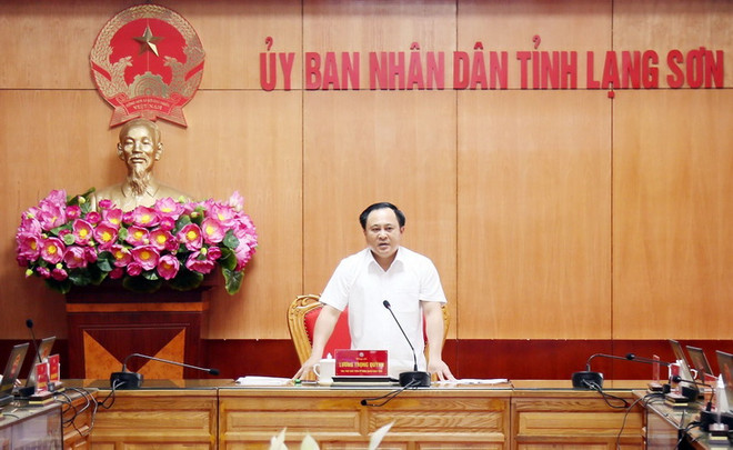 Phó Chủ tịch Ủy ban Nhân dân tỉnh Lạng Sơn Lương Trọng Quỳnh phát biểu chỉ đạo. (Ảnh: Thái Thuần/TTXVN) Lạng Sơn giải quyết vướng mắc về giải phóng mặt bằng dự án trọng điểm ảnh 1