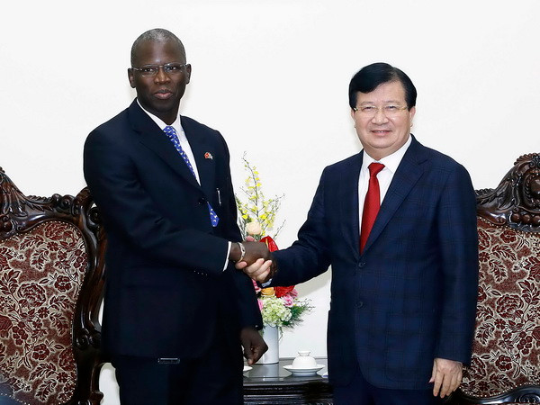 Phó Thủ tướng Trịnh Đình Dũng tiếp Giám đốc Quốc gia Ngân hàng thế giới tại Việt Nam Ousmane Dione. (Ảnh: An Đăng/TTXVN) Việt Nam đề nghị WB tiếp tục cung cấp nguồn lực trợ giúp phát triển ảnh 1