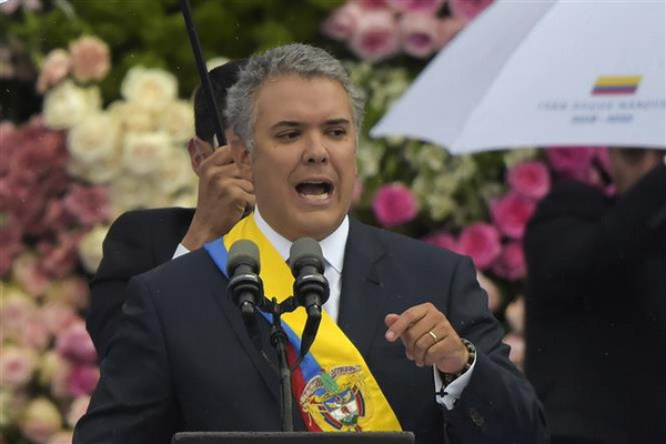 Tổng thống Colombia Ivan Duque. (Nguồn: AFP/TTXVN) Tổng thống Colombia sẽ hội đàm với ông Trump về tình hình Venezuela ảnh 1