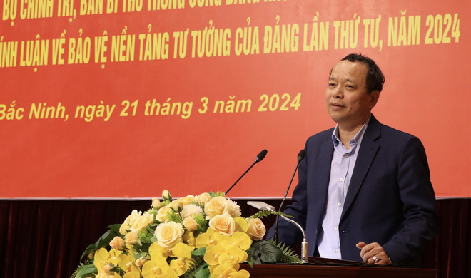 Phó Bí thư Thường trực Tỉnh ủy Bắc Ninh Nguyễn Quốc Chung phát biểu chỉ đạo Hội nghị. (Ảnh: Đỗ Huyền/TTXVN) ttxvn_2103_bac ninh nghi quyet (2).jpg