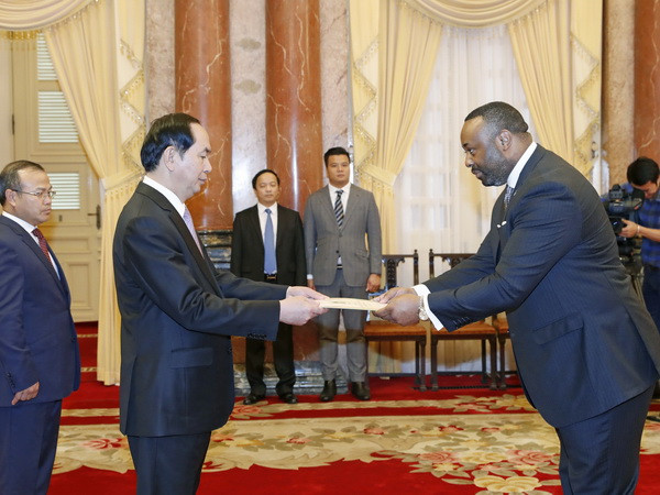 Chủ tịch nước Trần Đại Quang tiếp các Đại sứ trình Quốc thư ảnh 6