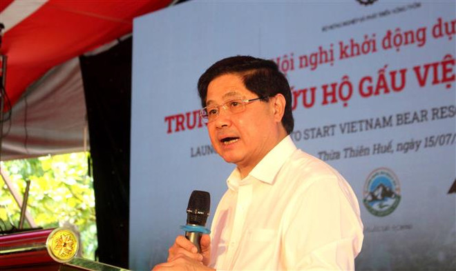 Thứ trưởng Bộ Nông nghiệp và Phát triển nông thôn Lê Quốc Doanh phát biểu tại Hội nghị. (Ảnh: Tường Vi/TTXVN) Khởi động dự án Trung tâm cứu hộ gấu Việt Nam cơ sở 2 ảnh 2